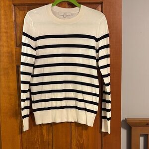 LOFT Cream and Black Striped PulloverSIZE MEDIUM